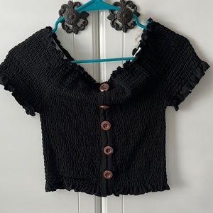Black crop top with buttons